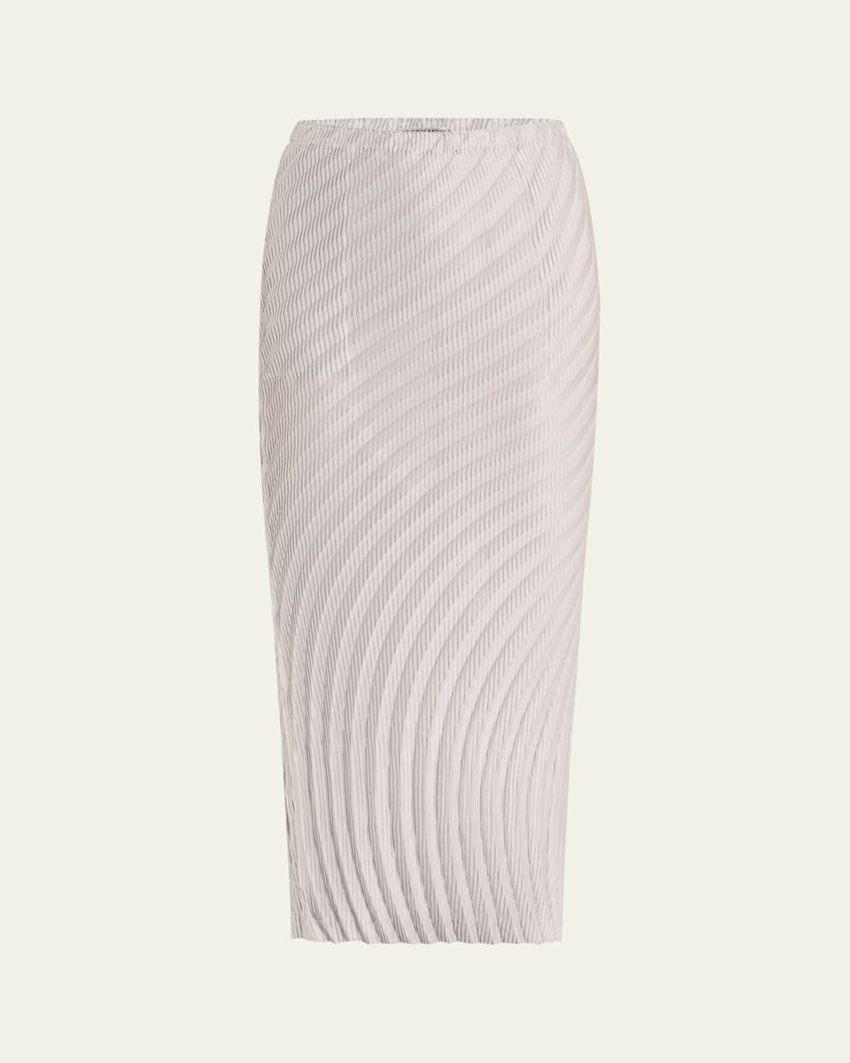 Nuance Pleats Solid Pencil Long Skirt